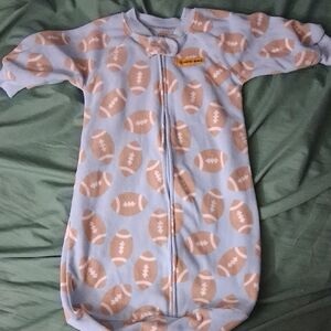 Football Print Kids Sleep Sack - Blue and Tan